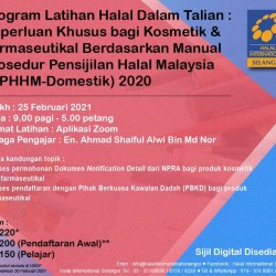 PROGRAM LATIHAN HALAL DALAM TALIAN : KEPERLUAN KHUSUS BAGI KOMESTIK DAN FARMASEUTIKAL BERDASARKAN MPPHM